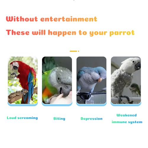 Bird Perch Stand for Beak Grinding and Claw Trimming - Anti-Slip Colorful Climbing Ladder - Natural Wood and Resin Bird Cage Accessories for Parrot Parakeets Lovebird Budgies Cockatiels Conures