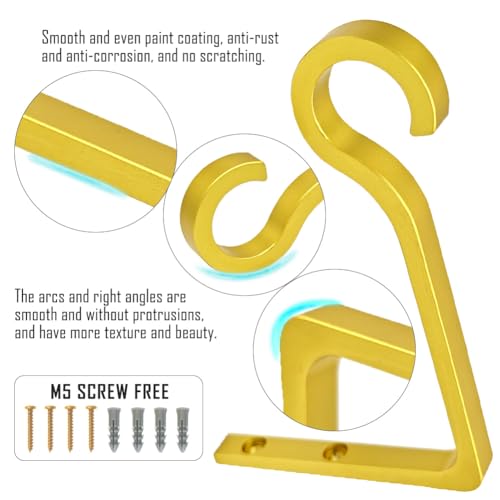 6inch Al-Alloy Hanging Plant Bracket Gold-Anodized 2 Pack | Rust-proof | Max 22lb Load | Shepherd Hooks | Hanging Bird Feeder, Lantern, Flower Basket, Outdoor Indoor, Screws & Anchors - color: Gold Anodized, size: 6in Aluminum Alloy