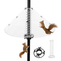 Squirrel Baffle for Bird Feeder Pole, 19-Inch, Clear, with Mounting Bracket and Spiked Edge