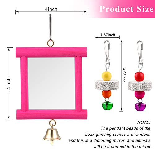 Sumind 2 Pieces Chicken Mirror Toys Hanging Swing Mirror with Bell Wooden Pecking Toy and 4 Pieces Beak Grinding Molar Stones for Hens Birds Parrots | Clip on Wide Brim Golf Visors, Adjustable Elastic Headband Sun Hat, Lightweight Sport Cap for Summer Out