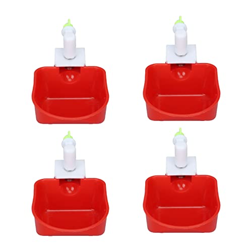 Automatic Poultry Fount, Large Drinking Bowl, Universal Red PP Poultry Waterer with Grooves for Water Conservation, Ideal for Chicken Duck Goose Quail Bird Cat Dog