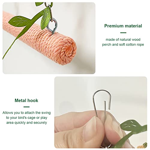 La La Pet® Hanging Wooden Pet Bird Swing with Cotton Rope Bird Cage Swing Bird Perch Swing Bird Cage Perch Bird Perch Stand Bird Swing Toy for Parrots Parakeets Cockatiels Lovebirds Peach Red - color: Peach Red