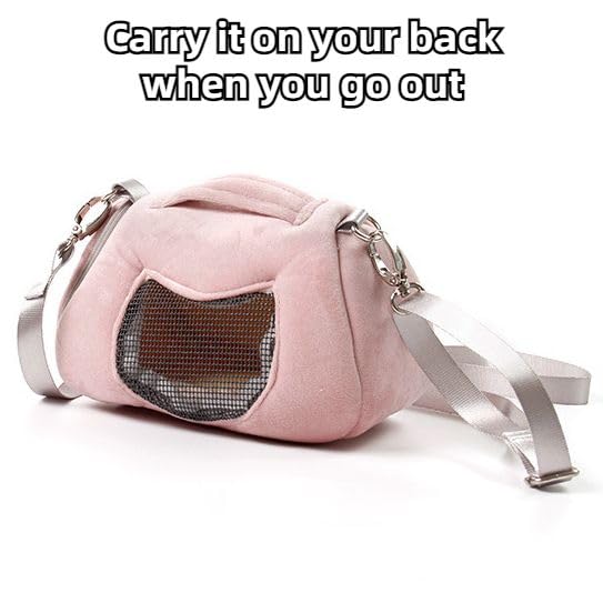 Small Pet Carrier Bag with Adjustable Shoulder Strap Hamster Travel Cage Breathable Carrier Portable Travel Carrier for Birds Sugar Glider Golden Hamsters (Pink B) - color: Pink B