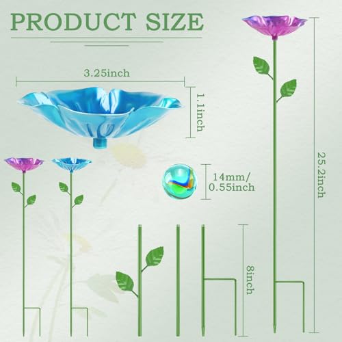 2 Pcs Bee Watering Station, Bee Feeder Bee Waterer Bee Bath for Garden | Metal, Flower-shaped, with Glass Marbles, Detachable, Bee Watering for Outdoor Garden Courtyard Decor - color: 2PCS-Flower