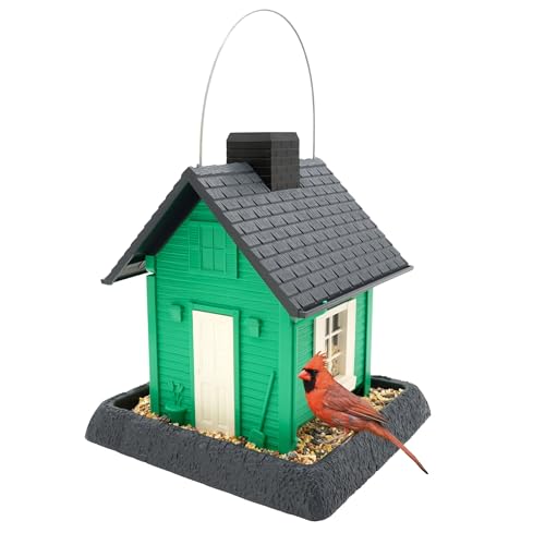 North States Village Collection - Fiesta Green Cottage Bird Feeder: Hanging Bird Feeder for Outdoors, Holds 5 Pounds of Seed - color: Fiesta Green
