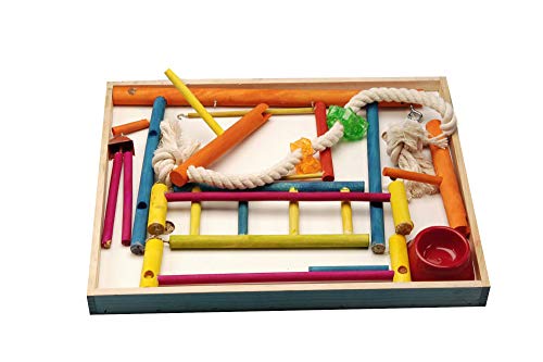 Penn-Plax Bird Life Wooden Playpen – Perfect for Sun Conures, Ring Necks, and Similar Sized Parrots – Extra-Large - color: Multicolor, size: Extra Large