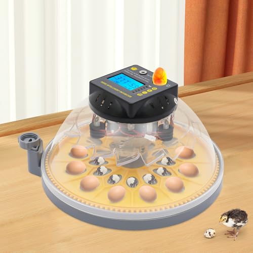 12 Egg Incubator Egg Candler Automatic Egg Turner 360 Degree View with Automatic Egg Turning and Humidity Control for Hatching Chickens Goose Pigeon Quail Duck