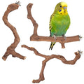 3-Piece Premium Bird Perch Stand with Natural Grape Wood Branch, Paw Grinding Fork, Chewing Stick, Cage Accessories for Parakeets, Budgies, Cockatiels, Finches, Lovebirds - size: 3Piece
