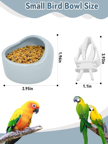 2 Pcs Bird Food Bowl Ceramic Bowls for Birds Small Parakeet Food Bowl Parrot Feeding Cups, Bird Cage Feede for Parakeets Conure Cockatiels Lovebird Budgie (Blue) - color: Blue