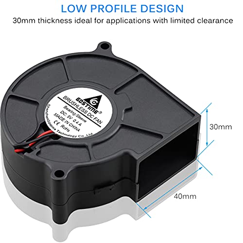 GDSTIME 75mm x 30mm 5V USB Blower Fan with 3 Speed Controller DC Brushless | 7530, Small Turbine Centrifugal Fans, for NAS, Helmet, Vivarium, Laptop, Amplifier, Raspberry Pi Cooling Ventilation - size: 75mm x 30mm