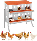 Garvee Chicken Nesting Box, 6 Compartments Nesting Box for Chickens, Galvanized Steel Chicken Laying Box for Easy Egg Collection, Wall Mounting - color: Orange | 6 Compartments+legs