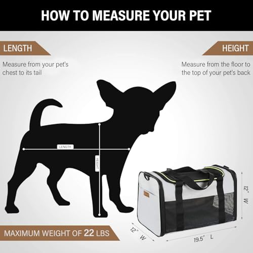 Cat Carrier - Portable Foldable Dog Pet Carrier, Soft-Sided Pet Bag up to 28 Lbs, Airline Approved Travel Puppy Carrier - color: Grey, size: 19.7"L x 12"W x 12"H
