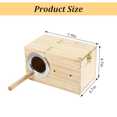 2 Pack 7.9x4.7x4.7 Inches Parakeet Nest Box Natural Wood Bird Nesting Box for Budgie Lovebirds Cockatiel Parrots Mating Aviary