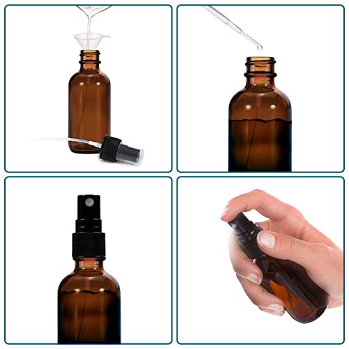 4 oz Amber Glass Spray Bottles for Essential Oils, Small Empty Fine Mist Spray Bottle,2 Pack with Funnel Dropper - style: 2 - Pack