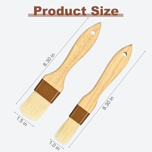 4 pcs Pastry Brush, Natural Bristle Basting Brush for Cooking and Baking, Premium BBQ Brushes for Butter, Oil, Egg, Sauce, Turkey, Marinade and Kitchen Food by SFIUYLB - color: 1inch & 1.5inches -- 4PCS