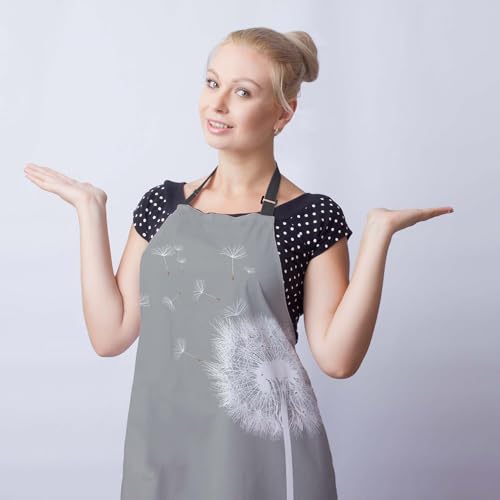 Cooking Apron for Women Dandelion Kitchen Aprons for Men for Kitchen Restaurant BBQ Painting Crafting Gardening 27” (W) x 31” (H), Waterproof Apron - color: Dandelion