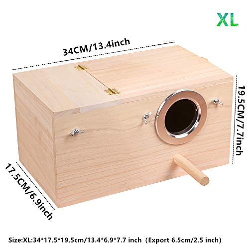 YJJKJ Wood Parakeet Nest Box Pet Bird House Parrot Breeding Mating Box Bird Cage Box for Lovebirds Cockatiel Parrotlets Budgerigar Parakeet (XL) - size: Extra Large