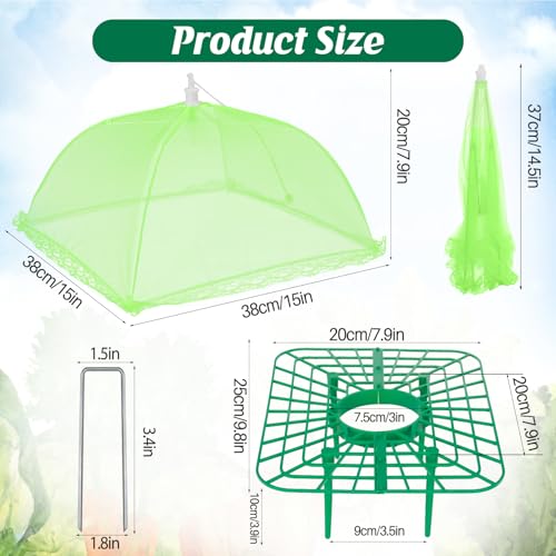4 Sets Strawberry Plant Support with Mesh Plant Cover,Strawberry Growing Racks Sets with Iron Plant Nails and Storage Bag for Garden Strawberry Vegetables(Green Net - Square) - color: Green Net - Square