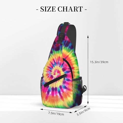 Tie Dye Sling Backpack Crossbody Shoulder Bag Chest Bag Travel Chest Pack Casual Daypack For Women Men Hiking Sports Working - color: Black6