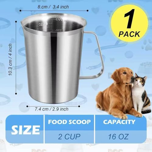 2Cup Dog Food Scoop Stainless Steel Dog Food Measuring Scoop,2 Cup Scoop for Cat or Bird Foods - size: 2 Cup