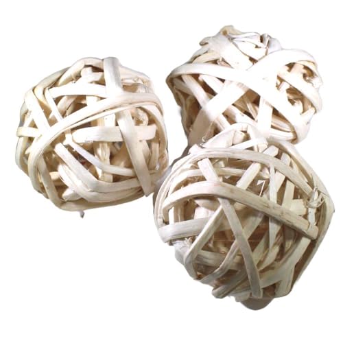Bonka Bird Toys Pack Three Natural Woven Bamboo Balls Foot Talon Craft Part, Parrot Cage Toy, Amazon, Macaw, Eclectus, and Similar (1253 2.25 Inch) - size: 2.25 Inch
