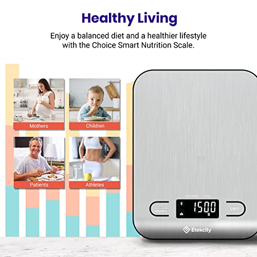 Etekcity Food Nutrition Scale, Digital Grams and Ounces, Large | Kitchen scale with tare, ideal for baking, weight loss, keto, meal prep, liquids and jewelry, 304 Stainless Steel - color: Silver