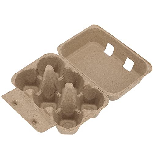 SEUNMUK 40 Pack 6 Cell Empty Egg Cartons, 6 x 3.7 x 2.7 Inch Brown Pulp Fiber Egg Tray Holder, Half Dozen Egg Container with Lids for Storing Eggs - size: 40 Pack 6 Cell