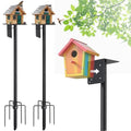 Bird House Pole, 60 Inch Bird Feeder House Pole Stand for Outdoors Heavy Duty Outside Buddy Accessories with 5-Pronged Base, Matte Black, 2 Pack - size: 60"