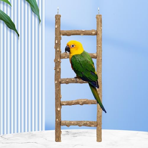 Natural Pepper Wood Parrot Ladder, 5-Step Bird Climbing Toys, Suitable for Parrots, Parakeets, Cockatiels - size: 11.8 × 3.1 Inch