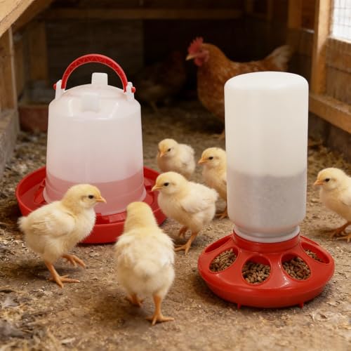 Chick Feeder and Waterer kit 1L Drinker & Feeder for Chickens Broilers,& Birds Quail Pigeon