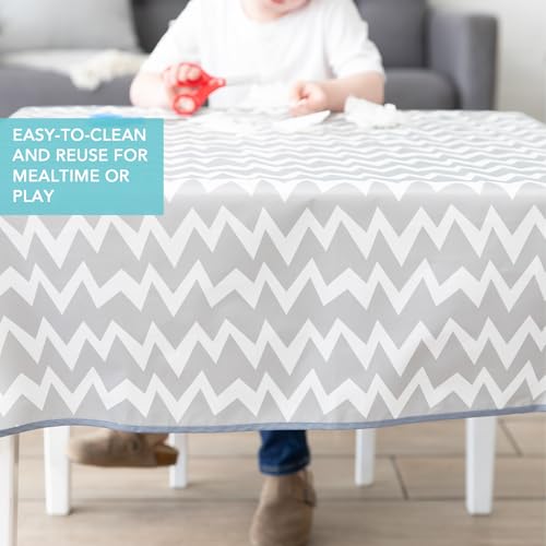 Bumkins Baby Splat Mat for Under High Chair, Babies Toddlers Eating Mess Mat, Waterproof Reusable Cloth for Arts and Crafts, Playtime Mat for Kids, Floors or Tables, Fabric 42inx42in, Gray Chevron - color: A4 Gray Chevron