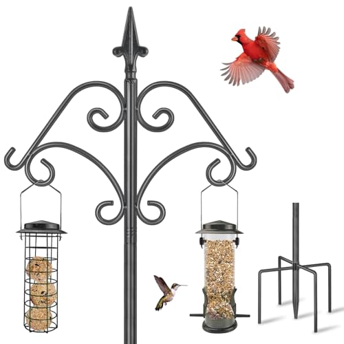 Bird Feeder Pole,Shepherds Hooks for Outdoors Heavy Duty,195cm Tall Hummingbird Feeder Stand Squirrel Proof,Bird House Pole and Hangers Feeding Station for Garden Wilds,1 Pack - size: 195cm -1 Pack