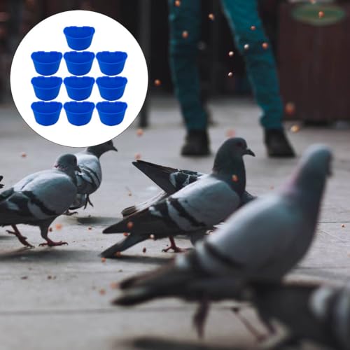COLLBATH 10 Pcs Bird Cage Feeder Cups Plastic Cage Feeder with Hooks Semicircle Bird Water Bowl for Pigeon Feeding Water Cup for Food and 3.54 X 2.48 X 2.28 in
