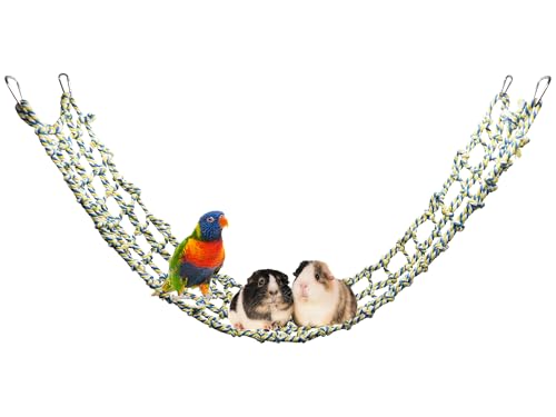 Colorful Bird Rope Net, Rat Climbing Ladder Bridge Toy, Hanging Pet Hammock, Cage Accessories for Small Animals Hamster Parakeets Cockatiels Guinea Pig Chinchilla Ferret - 45 × 7.5 Inch - size: 45 ×7.5 Inch