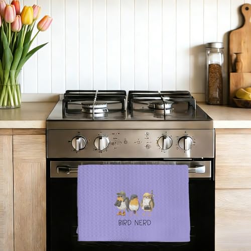 Chicimln Funny Bird Kitchen Towels, Gifts for Birds Lovers Watchers Decorative Hand Towels for Bathroom, Bird Nerd Dish Tea Towel Drying Cloth for Kitchen Decor, 16x24 Inch(Lavender Gray) - color: Lavender Gray
