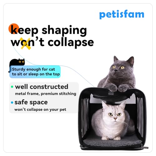 Soft Pet Carrier for Large and Medium Cats, 2 Kitties, Small Dogs. Easy to Get Cat in, Great for Cats that Don't Like Carriers (Blue) - color: Blue