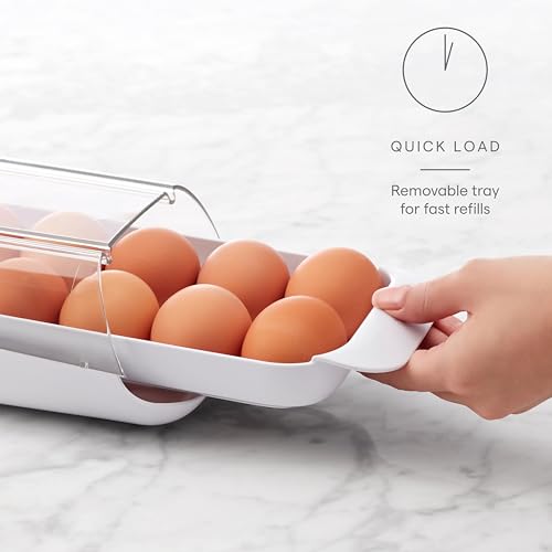 YouCopia FridgeView Rolling Egg Holder, BPA-Free Stackable Eggs Organizer with Removable Tray for Refrigerator Storage