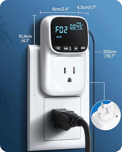 Digital Temperature Controller Outlet, 15A/1800W Heavy Duty Thermostat Plug, VA LCD Display, Heating/Cooling Control, -40°F~210°F, 4 Timer Modes, for Greenhouse Incubator Homebrew W01TC06 - color: White-6.6ft