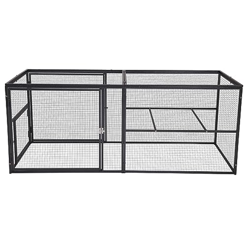 Aivituvin 71in Chicken Coop Run Extension Outdoor Rabbit Expansion Pen for Aivituvin Chicken Coop Hutch,Removable Doors for Easy Combination - color: Grey