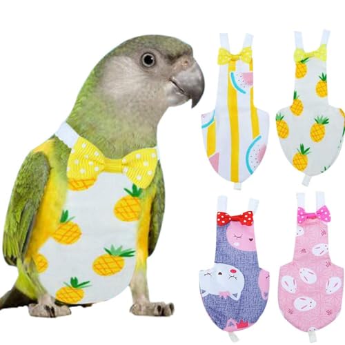 QBLEEV Bird Diaper Flight Suite, Reusable Parrot Nappy Cockatiel Clothes | Soft & waterproof inner layer, cute pigeon pants urine wet suit costume for conure macaw african budgies sun parakeet - color: Rabbit, size: L