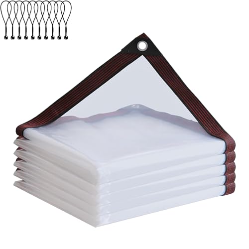Clear Tarps Heavy Duty Waterproof 4x8ft Plastic tarps for Chicken Coop | With grommets, Transparent, Anti-Tear, Porch cover - size: 4x8ft