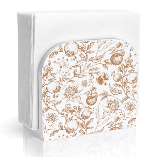 Vintage Floral Bird Pomegranate Wood Napkin Holder, Rustic Fruit Tree Botanical Wooden Standing Napkin Dispenser for Table Home Kitchen Dining Room Party Cafe Bar Decorations - color: Vintage Floral Bird