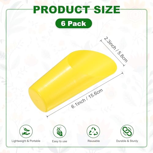 M METERXITY 6-Pack Bonsai Soil Scoops, Plastic Garden Soil Scoops Bucket Shovel Potting Scoopers for Transplanting/Flower Planting/Plant Succulent, Colorful Small Gardening Tools [Yellow] - color: Yellow