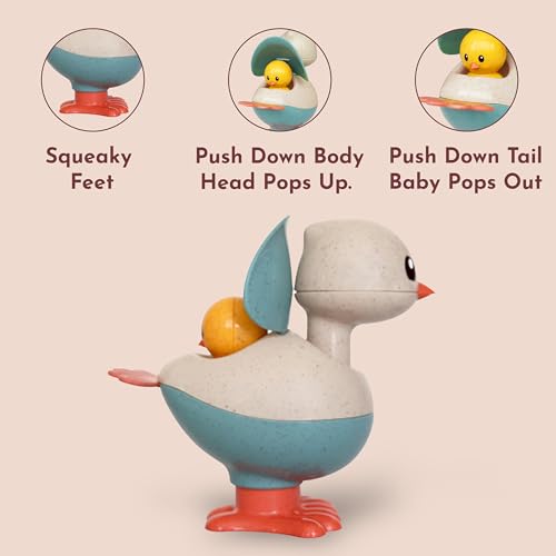 Tolo Pop Up Chickens | Interactive Toy for Babies 6M+ Push-Down Action | pop up head, squeaky feet, baby toys, hand-eye coordination, fine motor skills, cause and effect toys, gift for kids, infants - color: Pop Up Chickens