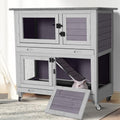 Suumerpety 2-Tier Wooden Rabbit Hutch Indoor Bunny House Guinea Pig Cage with Sliding Plastic Trays Wheels for Easy Cleaning Ventilation Design and Mobility, 36 Inch Small Animal Home (Grey, M) - color: Light Grey