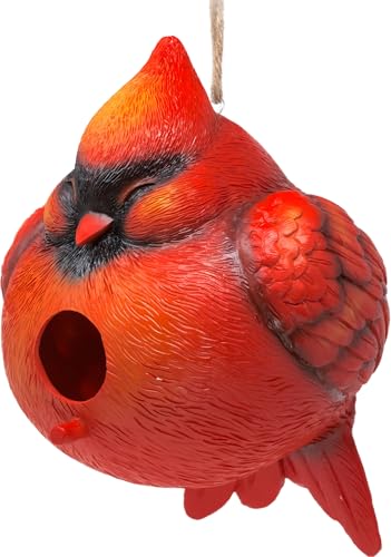 Spoontiques Cardinal Round Birdhouse - Garden Décor - Decorative Bird House for Yard and Garden Decoration
