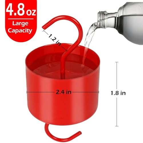 Large Capacity Metal Ant Moat for Hummingbird Feeders (4 Pack) | Heavy Duty Reservoir Ant Guard, Leak-Proof & Rust-Resistant Hooks, Includes 4 Cleaning Brushes, Vibrant Red Garden Décor - size: Large - 4.8 FL OZ