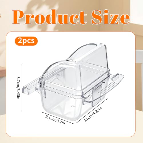 2 Pcs Bird Cage Feeder, Plastic Bird Bowls for Cage with Cover No Mess Hanging Bird Food Container Bird Feeding and Watering Supplies for Small Parakeet Cockatiel Canary Parrot