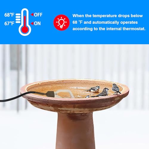 500W Chicken Water Heater, 50Gal Chicken Water De-Icer, Cast Aluminum Submersible De-Icer with Thermostat Control for Livestock Tank