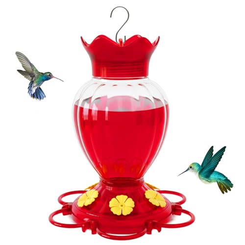 Hummingbird Feeders for Outdoors 20 OZ Hanging Hummingbird Feeder with Ant Moat & 6 Feeding Ports and Perch, Nectar Feeder for Garden, Yard, Deck